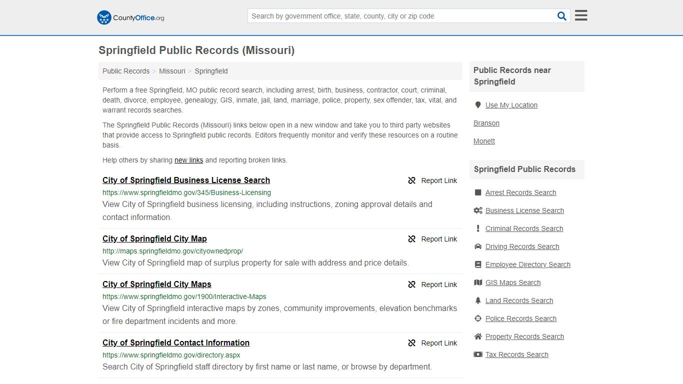 Public Records - Springfield, MO (Business, Criminal, GIS, Property ...