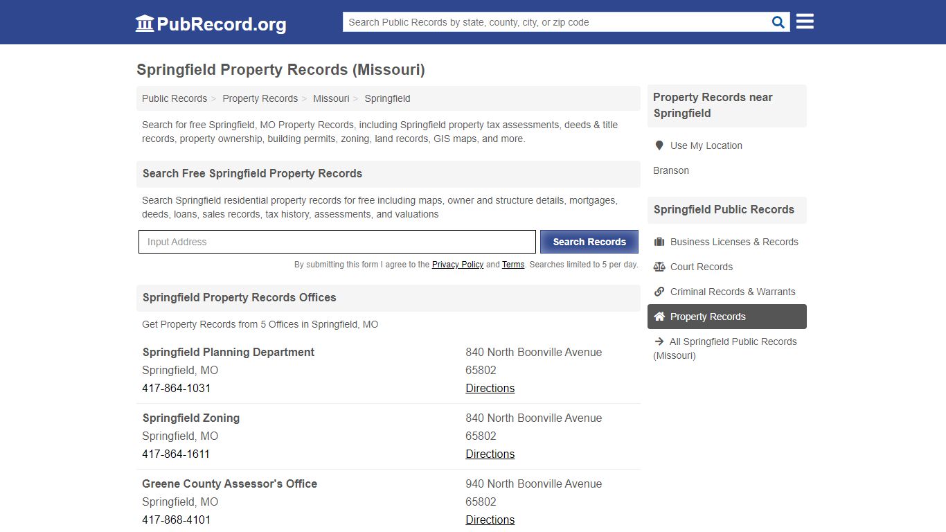 Springfield Property Records (Missouri) - Free Public Records Search