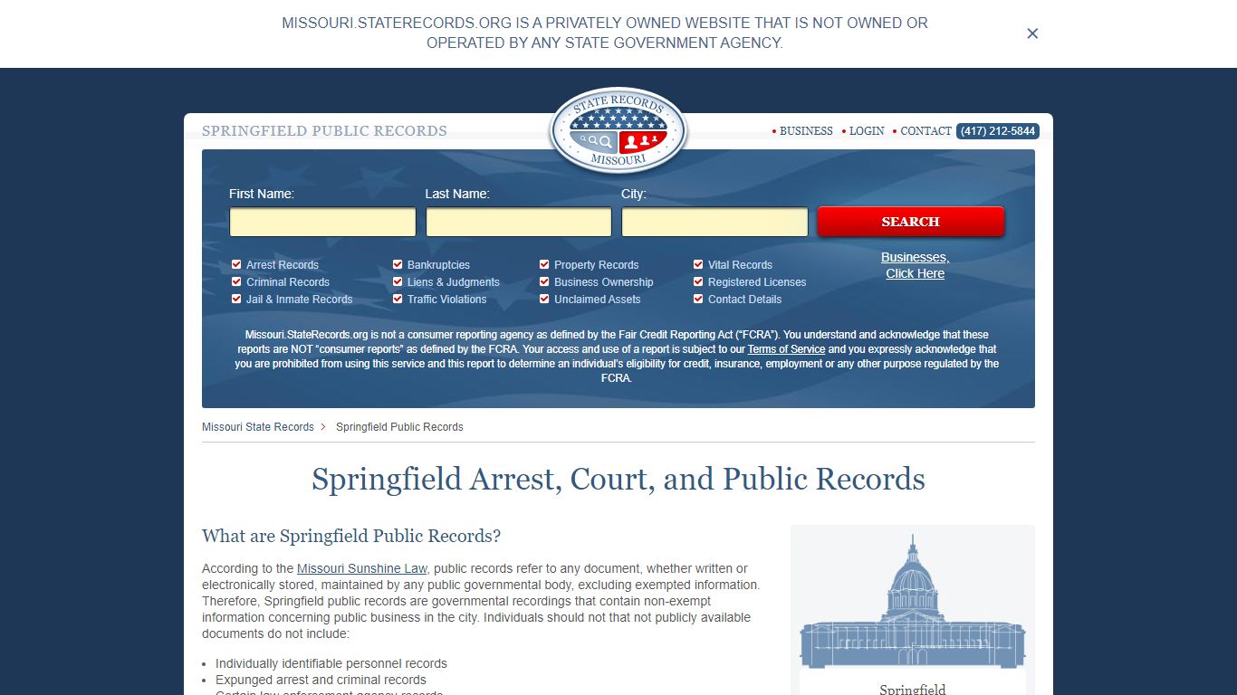 Springfield Arrest and Public Records | Missouri.StateRecords.org